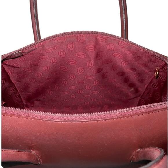 Cartier Vintage Leather Handbag Must De Cartier Bordeaux Burgundy Color - Picture 12 of 15